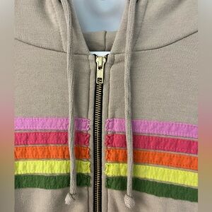 RARE Aviator Nation 5-stripe Hoodie, Sand/Pink/Green - Unisex-S